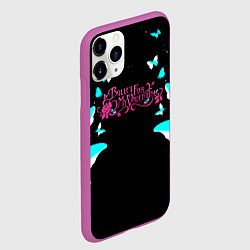 Чехол iPhone 11 Pro матовый Bullet for my valentine бабочки, цвет: 3D-фиолетовый — фото 2