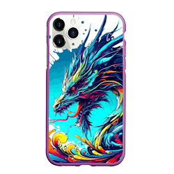 Чехол iPhone 11 Pro матовый Japanese dragon - tattoo irezumi, цвет: 3D-фиолетовый