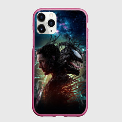 Чехол iPhone 11 Pro матовый Веном и Эдди, цвет: 3D-малиновый