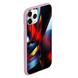 Чехол iPhone 11 Pro матовый Абстрактные волны геометрия, цвет: 3D-розовый — фото 2