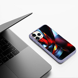 Чехол iPhone 11 Pro матовый Абстрактные волны геометрия, цвет: 3D-светло-сиреневый — фото 2