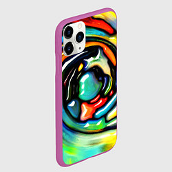 Чехол iPhone 11 Pro матовый Акварельные краски мозаика, цвет: 3D-фиолетовый — фото 2