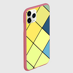 Чехол iPhone 11 Pro матовый Геометрия линии клетка, цвет: 3D-малиновый — фото 2