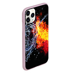 Чехол iPhone 11 Pro матовый Столкновения огня и воды, цвет: 3D-розовый — фото 2