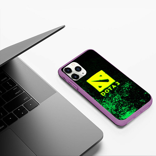 Чехол iPhone 11 Pro матовый DOTA2 кислотное лого краски / 3D-Фиолетовый – фото 3