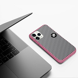 Чехол iPhone 11 Pro матовый BMW carbon steel auto, цвет: 3D-малиновый — фото 2