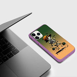 Чехол iPhone 11 Pro матовый Funny skeleton - ai art fantasy, цвет: 3D-фиолетовый — фото 2