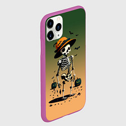 Чехол iPhone 11 Pro матовый Funny skeleton - ai art fantasy, цвет: 3D-фиолетовый — фото 2