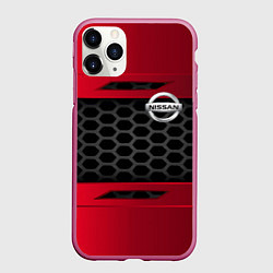 Чехол iPhone 11 Pro матовый Nissan auto steel, цвет: 3D-малиновый