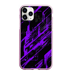 Чехол iPhone 11 Pro матовый Purple stripes on a black background, цвет: 3D-розовый