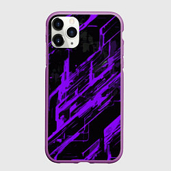 Чехол iPhone 11 Pro матовый Purple stripes on a black background, цвет: 3D-фиолетовый