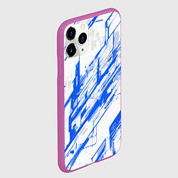 Чехол iPhone 11 Pro матовый Синие полосы на белом фоне, цвет: 3D-фиолетовый — фото 2