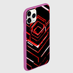 Чехол iPhone 11 Pro матовый Красные смазанные линии на чёрном фоне, цвет: 3D-фиолетовый — фото 2