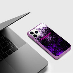 Чехол iPhone 11 Pro матовый Cyberpunk брызги красок, цвет: 3D-фиолетовый — фото 2