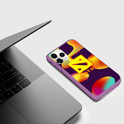 Чехол iPhone 11 Pro матовый Dota 2 неоновая абстракция, цвет: 3D-фиолетовый — фото 2