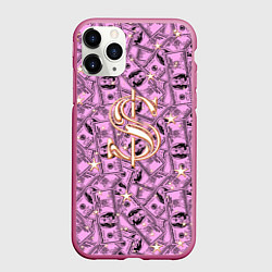 Чехол iPhone 11 Pro матовый Знак доллара - звезды, цвет: 3D-малиновый