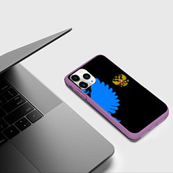 Чехол iPhone 11 Pro матовый Герб РФ синий, цвет: 3D-фиолетовый — фото 2
