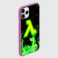 Чехол iPhone 11 Pro матовый Half life огонь зеленый, цвет: 3D-фиолетовый — фото 2