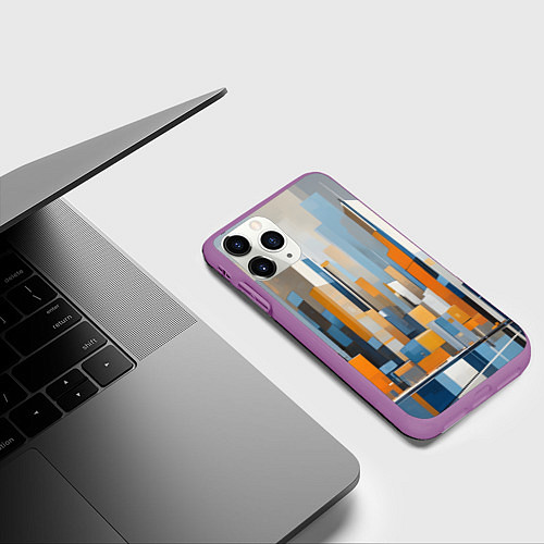 Чехол iPhone 11 Pro матовый Архитектура город живопись / 3D-Фиолетовый – фото 3