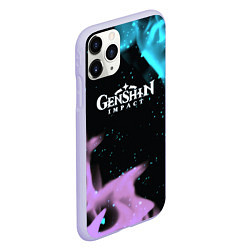 Чехол iPhone 11 Pro матовый Genshin Impact flame neon, цвет: 3D-светло-сиреневый — фото 2