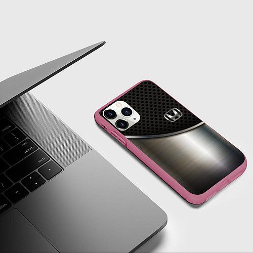 Чехол iPhone 11 Pro матовый Honda metal car / 3D-Малиновый – фото 3