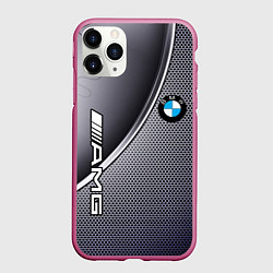 Чехол iPhone 11 Pro матовый BMW metalic auto metal, цвет: 3D-малиновый