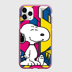 Чехол iPhone 11 Pro матовый Снупи поп-арт, цвет: 3D-малиновый