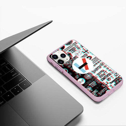 Чехол iPhone 11 Pro матовый Twenty one pilots glitch pattern / 3D-Розовый – фото 3