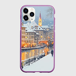 Чехол iPhone 11 Pro матовый Заснеженный Санкт-Петербург пейзаж, цвет: 3D-фиолетовый