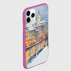 Чехол iPhone 11 Pro матовый Заснеженный Санкт-Петербург пейзаж, цвет: 3D-фиолетовый — фото 2