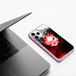 Чехол iPhone 11 Pro матовый Cyberpunk брызги красок, цвет: 3D-розовый — фото 2