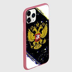 Чехол iPhone 11 Pro матовый Россия герб краски и полосы, цвет: 3D-малиновый — фото 2