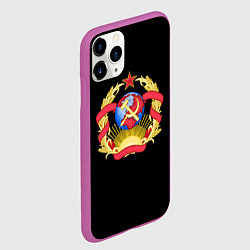 Чехол iPhone 11 Pro матовый Патриотический герб СССР, цвет: 3D-фиолетовый — фото 2