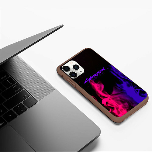 Чехол iPhone 11 Pro матовый Cyberpunk 2077 neon flame / 3D-Коричневый – фото 3