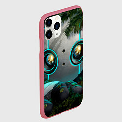 Чехол iPhone 11 Pro матовый Дикий робот в кустах, цвет: 3D-малиновый — фото 2