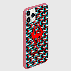 Чехол iPhone 11 Pro матовый The Elder Scrolls glitch pattern, цвет: 3D-малиновый — фото 2