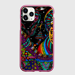 Чехол iPhone 11 Pro матовый Оптический узор девушка, цвет: 3D-малиновый
