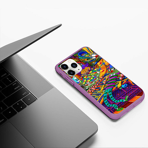 Чехол iPhone 11 Pro матовый Pepe mem optacal / 3D-Фиолетовый – фото 3