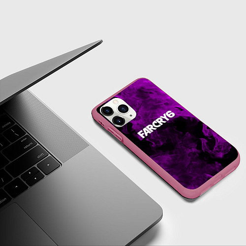 Чехол iPhone 11 Pro матовый Farcry neon fire / 3D-Малиновый – фото 3