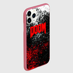 Чехол iPhone 11 Pro матовый Doom брызги красок, цвет: 3D-малиновый — фото 2