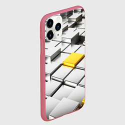 Чехол iPhone 11 Pro матовый Оптические кубы текстура, цвет: 3D-малиновый — фото 2