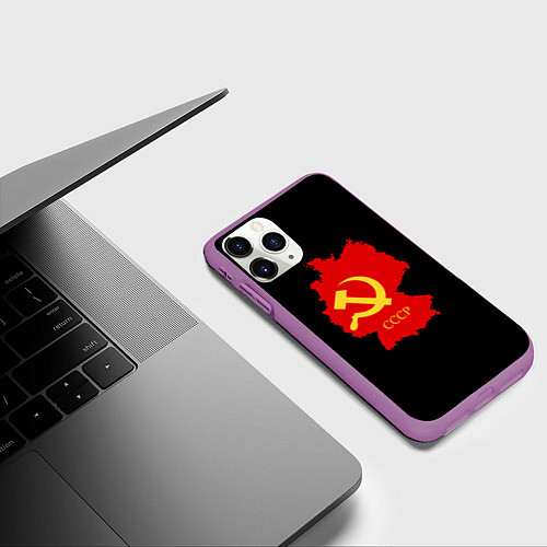 Чехол iPhone 11 Pro матовый СССР материк / 3D-Фиолетовый – фото 3