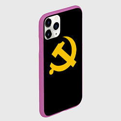 Чехол iPhone 11 Pro матовый СССР серп и молот оранжевый, цвет: 3D-фиолетовый — фото 2