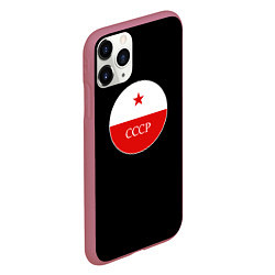 Чехол iPhone 11 Pro матовый USSR logo steel, цвет: 3D-малиновый — фото 2