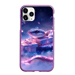 Чехол iPhone 11 Pro матовый Новогодняя магическая змея с подарками, цвет: 3D-фиолетовый