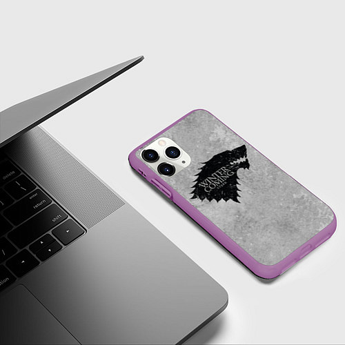 Чехол iPhone 11 Pro матовый Старк зима близко игра престолов / 3D-Фиолетовый – фото 3