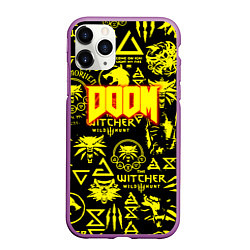 Чехол iPhone 11 Pro матовый Doom x Witcher, цвет: 3D-фиолетовый