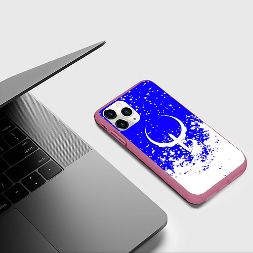 Чехол iPhone 11 Pro матовый Quake краски брызги / 3D-Малиновый – фото 3