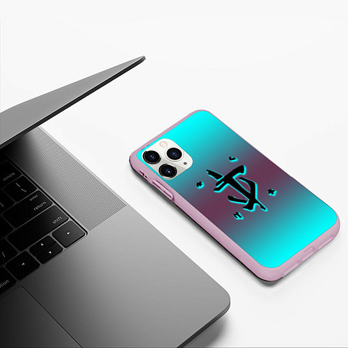 Чехол iPhone 11 Pro матовый Doom gradient logo / 3D-Розовый – фото 3