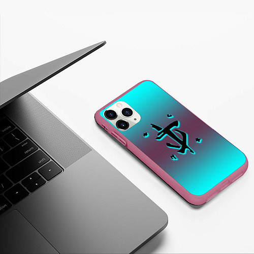 Чехол iPhone 11 Pro матовый Doom gradient logo / 3D-Малиновый – фото 3